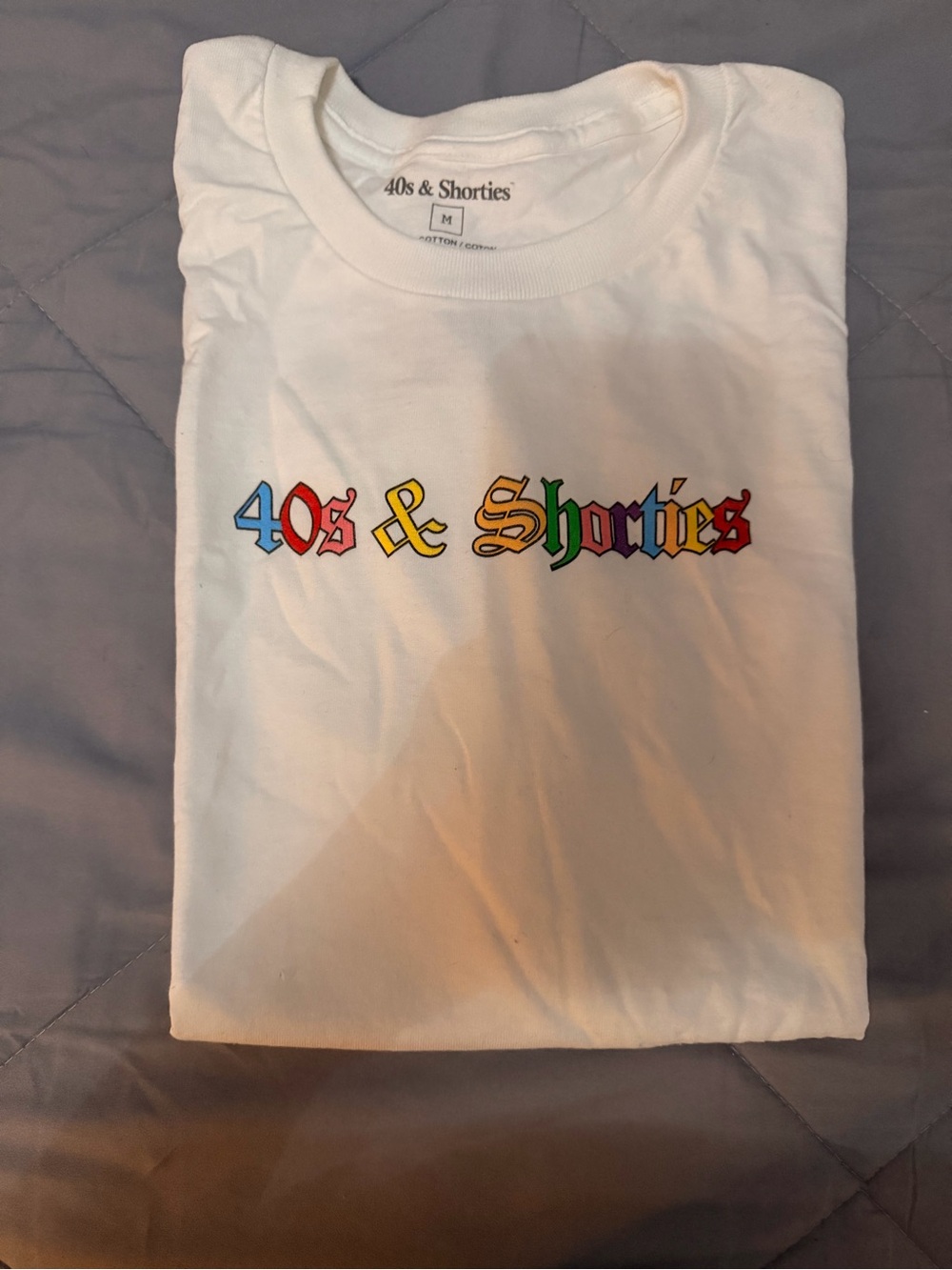 Unisex 40s and Shorties white t-shirt